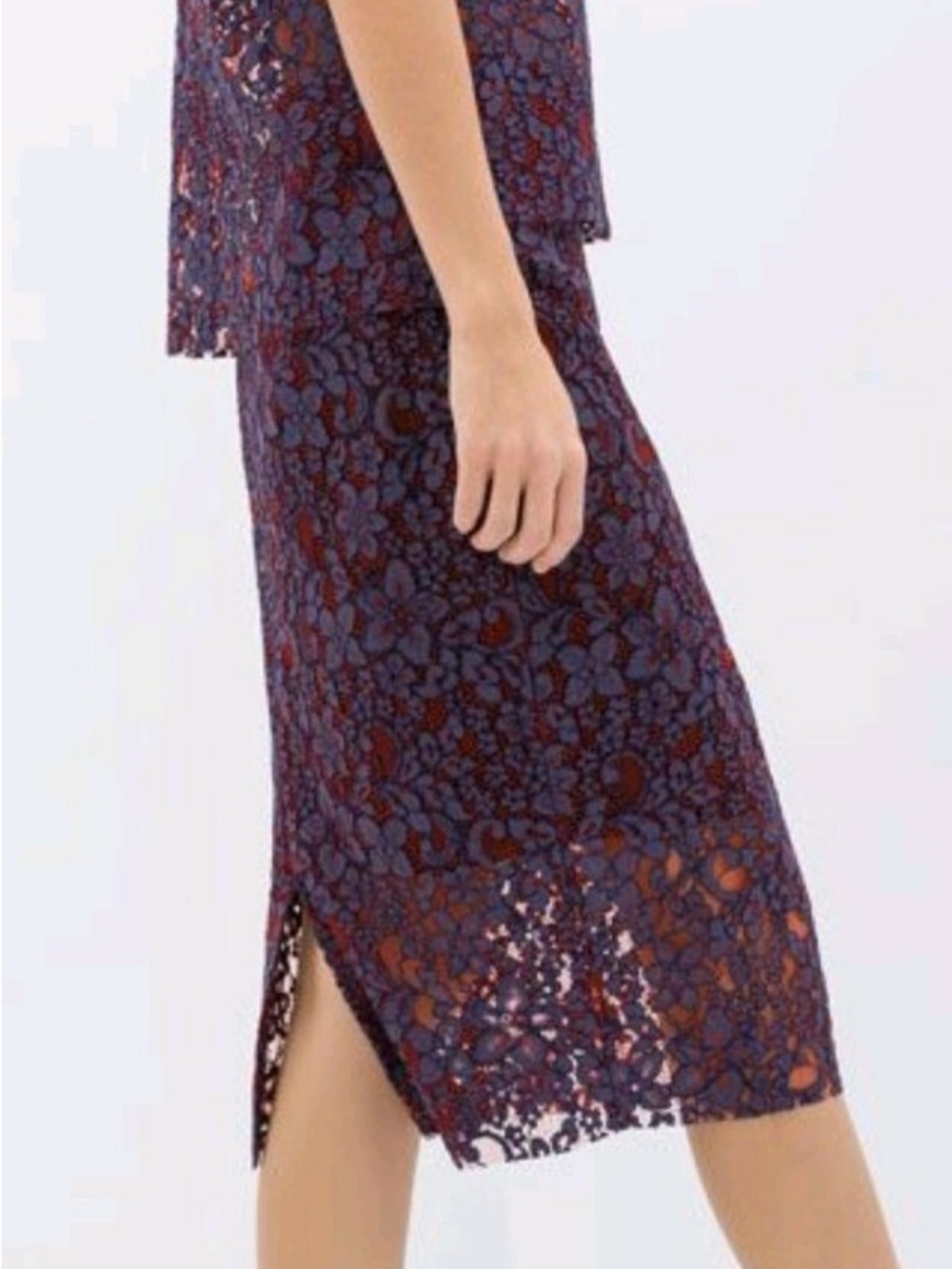 Zara Women's Midi Crochet Skirt - Purple/Red - M